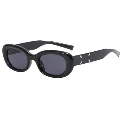 Retro Rectangle Narrow Frame UV Protection Outdoor Sunglasses