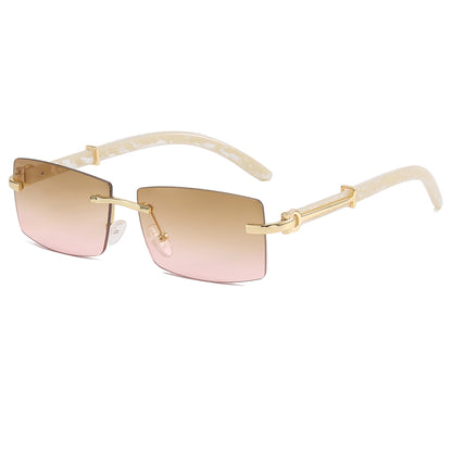 Rimless Rectangle Outdoor Vacation Sunshade Gradient Sunglasses