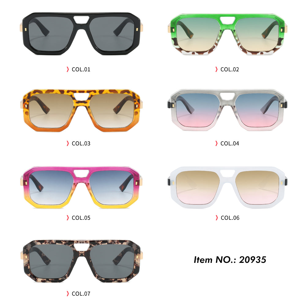 Polygon Flat Top Double Nose Bars Shades Sunglasses