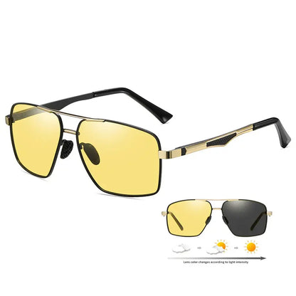 Polarized Men's Metal Rectangle Driving Sunglasses