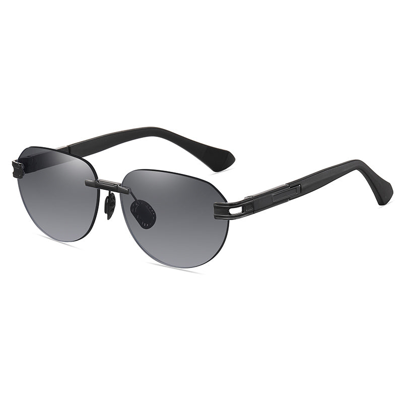 Men's Gradient Oval Rimless Sunglasses