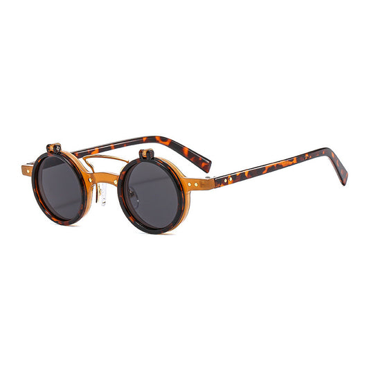 Retro Small Round Flip Up Sunglasses