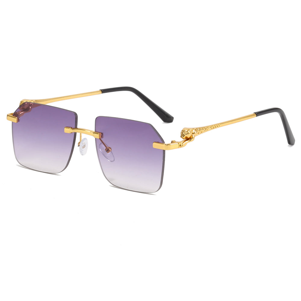 Diamond Cut Oversized Rimless Square Outdoor Holiday Sunglasses