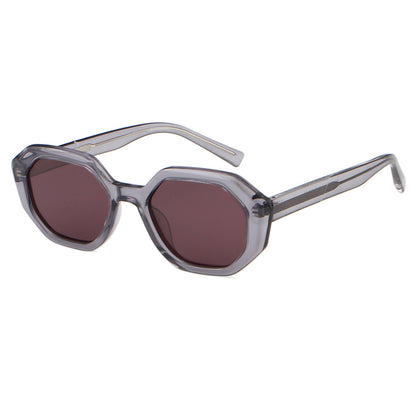 Women Small Polygon Tinted Reinforced Wire-Core Temples Sunglasses