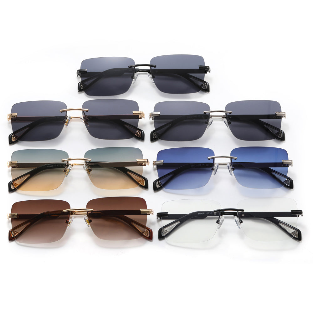 Rectangle Tinted Rimless Sunglasses