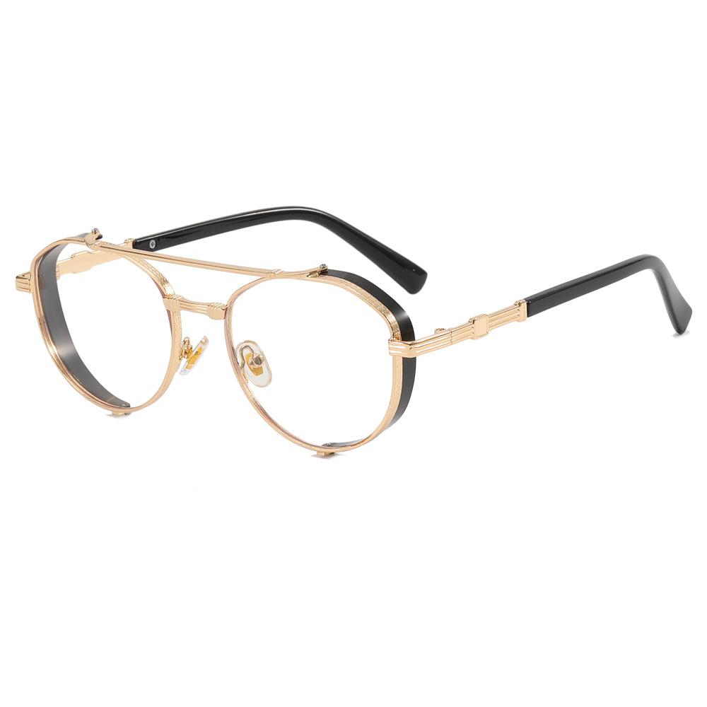 Flat Top Steampunk Metal Frame Sunglasses