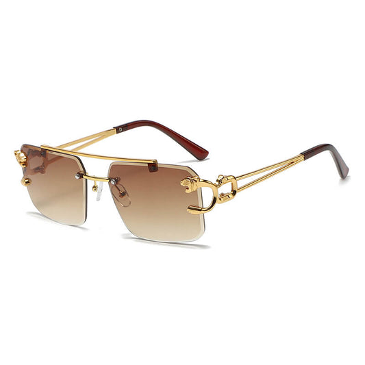 Stylish Panther Embellished Rimless Sunglasses