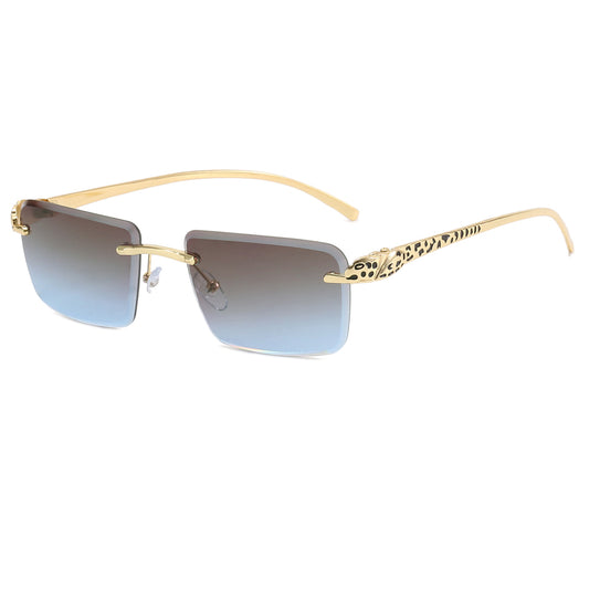 Panther Rectangle Tint Rimless Sunglasses