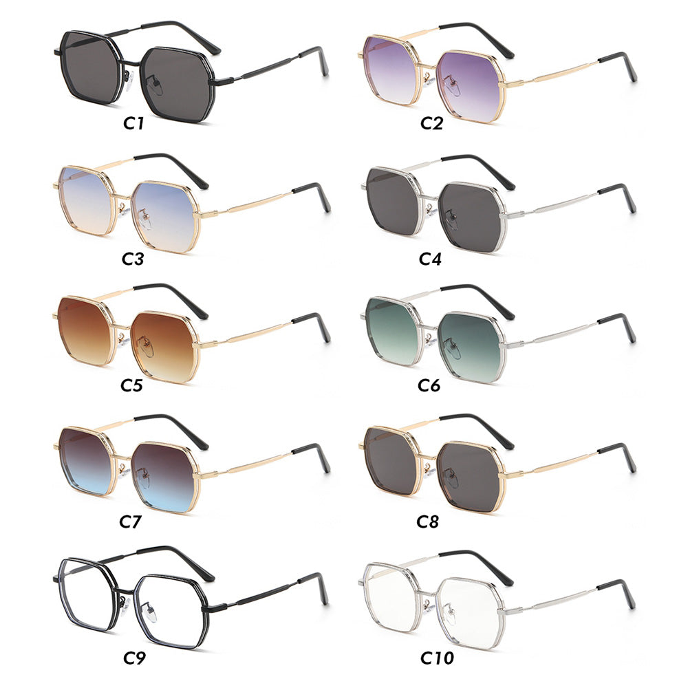 Retro Luxury Polygon Metal Frame Sunglasses