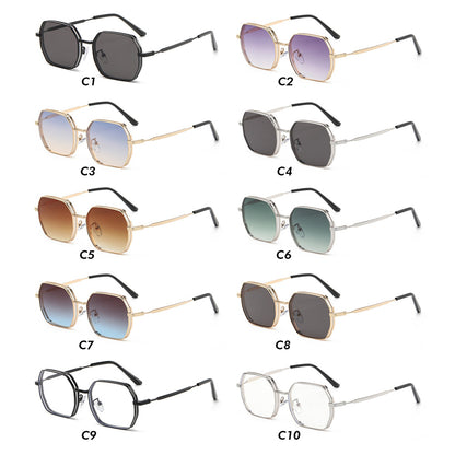 Retro Luxury Polygon Metal Frame Sunglasses