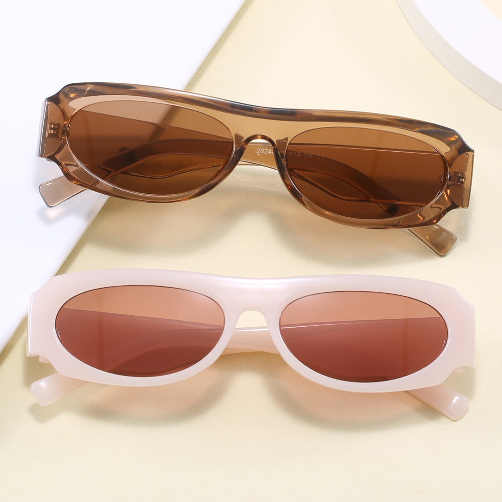 Retro Y2K Tinted Small Oval Cat Eye Sunglasses