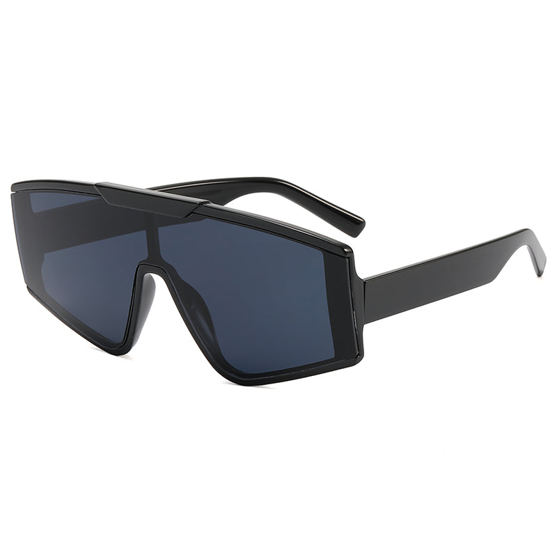 Flat Top One Piece Lens Oversize Sunglasses