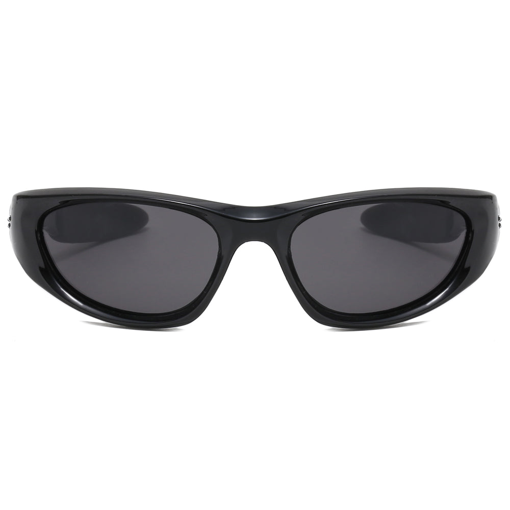 Y2K Wrap Around Sport Rectangle Cat Eye Sunglasses