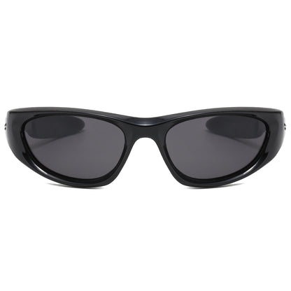 Y2K Wrap Around Sport Rectangle Cat Eye Sunglasses