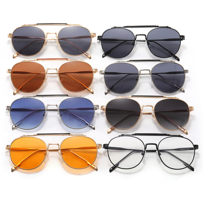 Retro Round Flat Top Metal Sunglasses