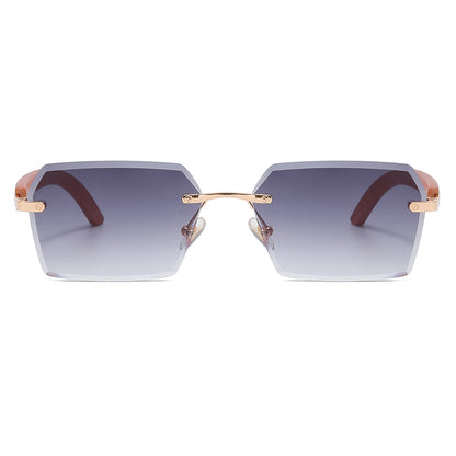 Small Rimless Rectangular Sunglasses