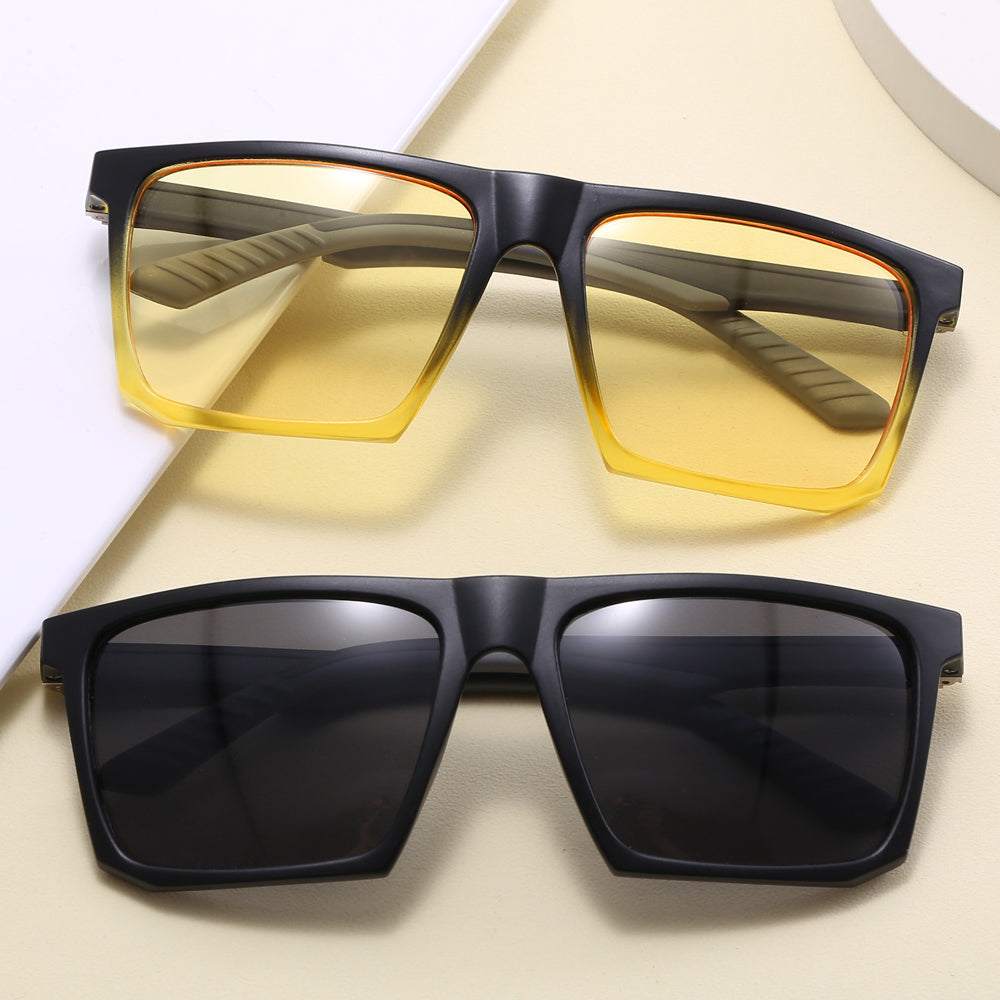 Square Oversized Flat Top Spring Hinges Sunglasses