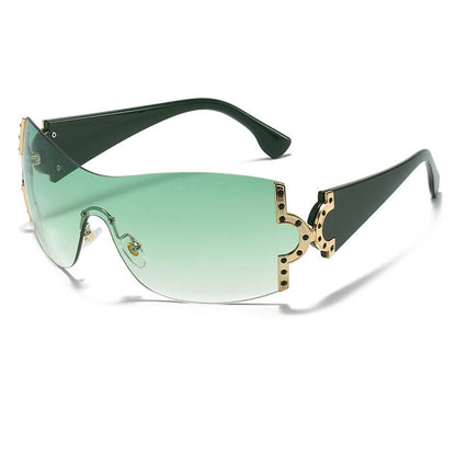 Y2K Oversized Shield Rimless Sunglasses