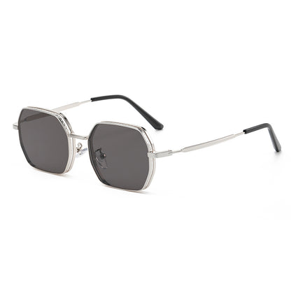 Retro Luxury Polygon Metal Frame Sunglasses