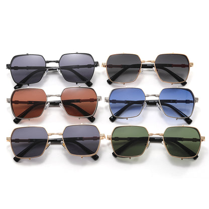 Men Steampunk Gradient Metal Shades Sunglasses