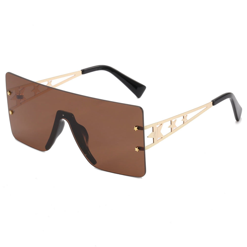 Flat Top Oversized Square Rimless Sunglasses