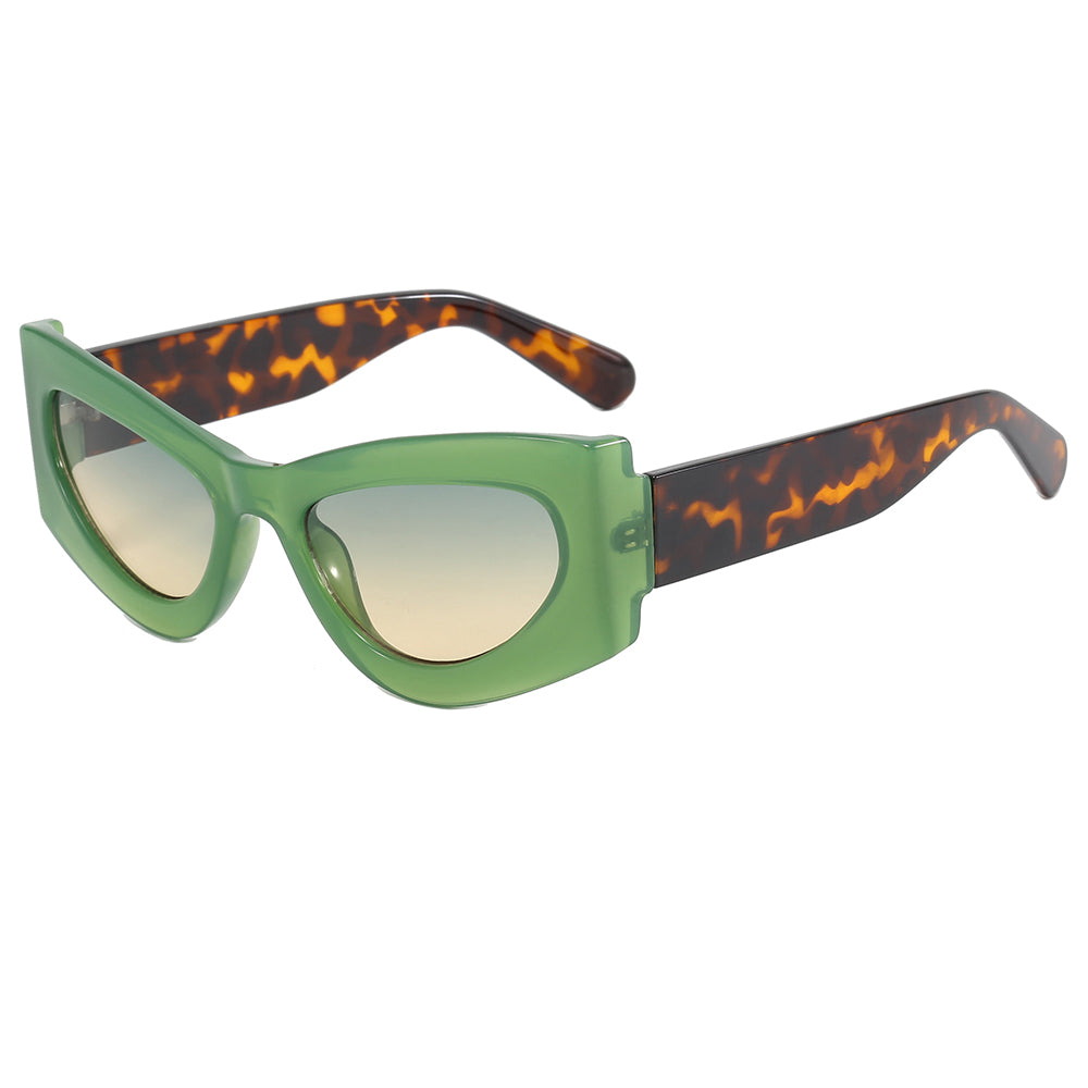 Y2K Cat Eye Women Small Oval Jelly Color Wide Frame Sunglasses