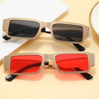 Metal Frame Small Rectangle Shades Sunglasses