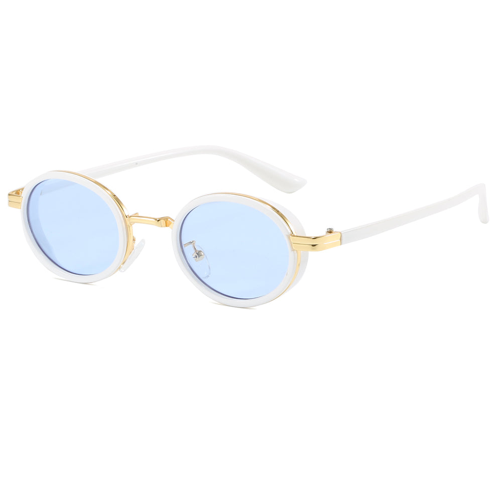 Women Retro Vintage Small Oval Tinted Shades Sunglasses