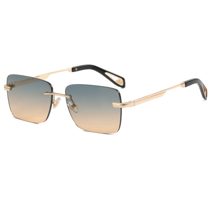 Rectangle Tinted Rimless Sunglasses