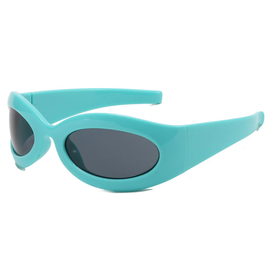 Retro Wrap Around Oval Outdoor Cycling Sporty Y2K Sunglasses