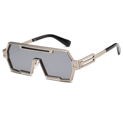 Y2K Oversized Flat Top One Piece Lens Square Steampunk Sunglasses