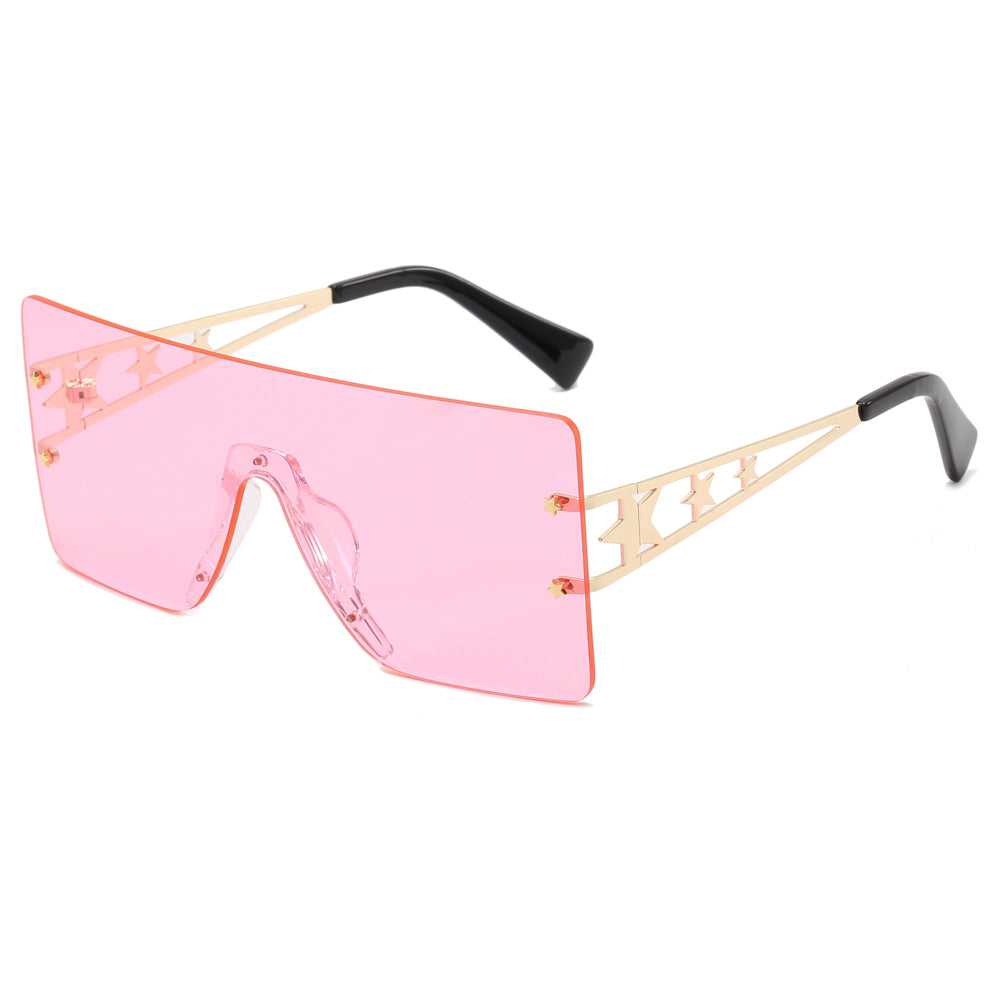 Flat Top Oversized Square Rimless Sunglasses