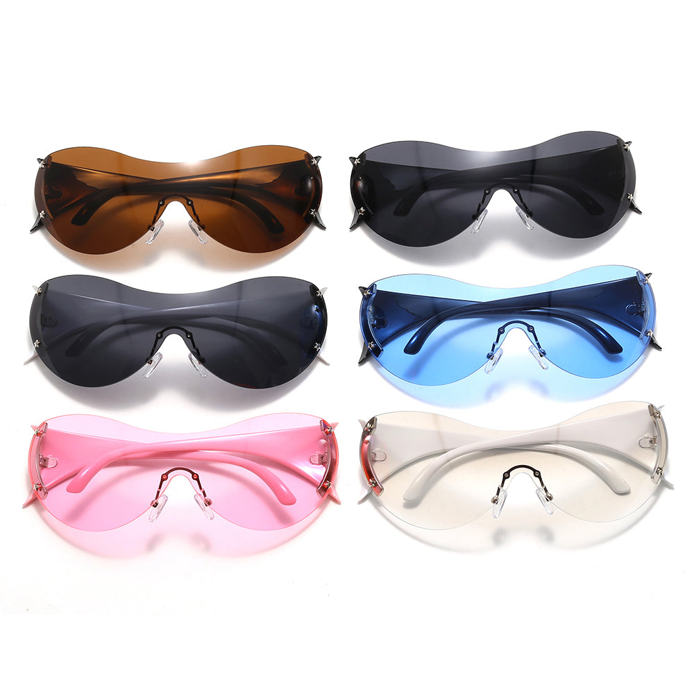 Oversized One-Piece Lens Rimless Y2K Sunglasses