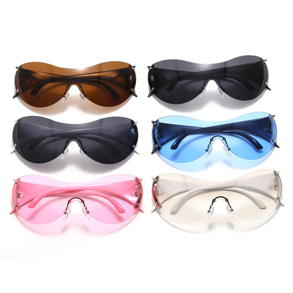 Oversized One-Piece Lens Rimless Y2K Sunglasses