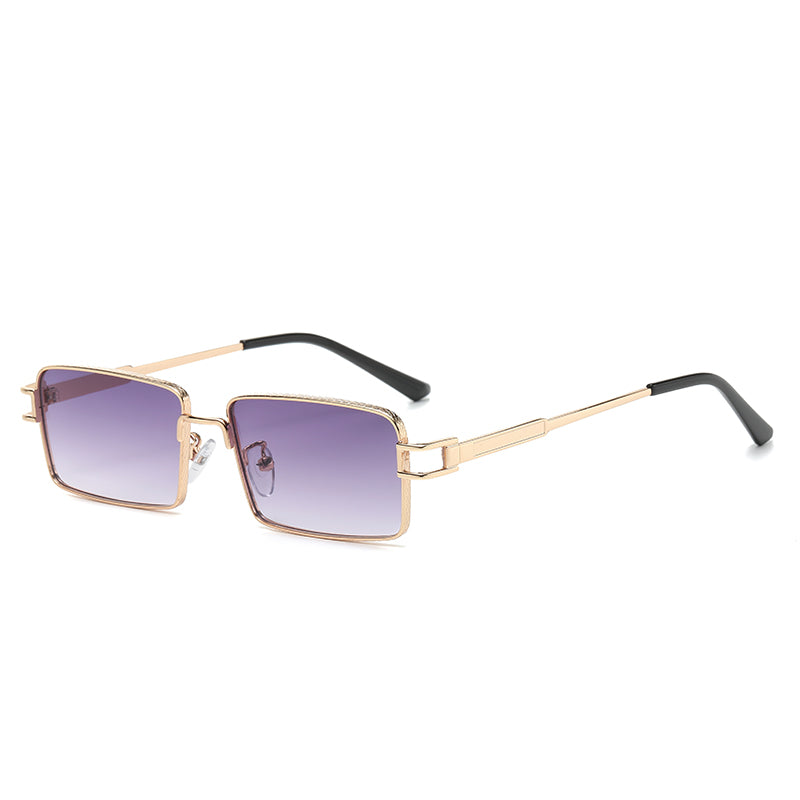 Rectangle Narrow Metal Frame INS Street Style Sunglasses