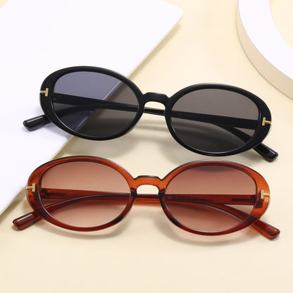 Retro Vintage Cat Eye Small Oval Narrow Sunglasses