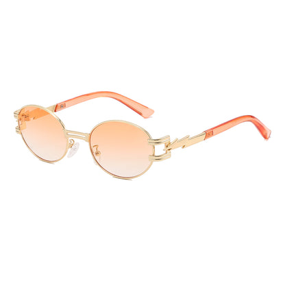 Retro Luxury Metal Steampunk Style Small Oval Sunglasses