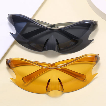 Oversized Rimless Futuristic Mirrored Sleek Sporty Y2K Sunglasses