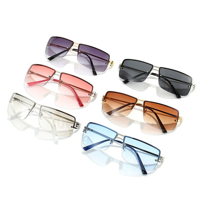 Retro Rectangle Rimless Tinted Sunglasses