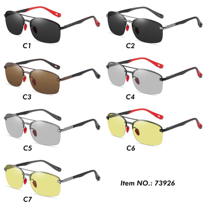 Polarized Men's Semi-Rimless Photochromic Sunglasses