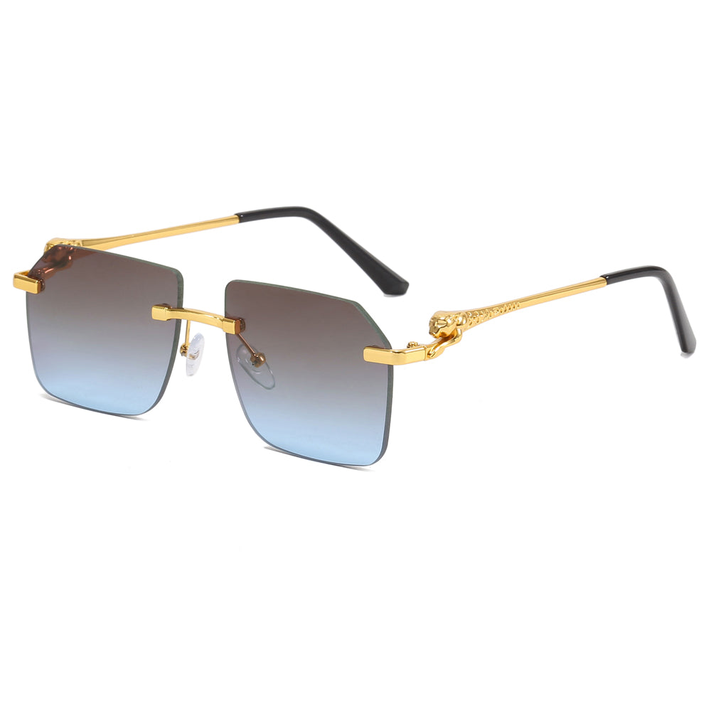 Diamond Cut Oversized Rimless Square Outdoor Holiday Sunglasses