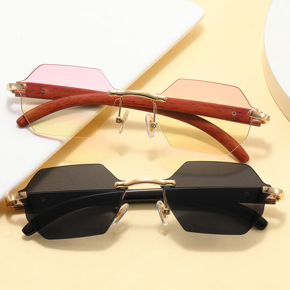 Retro Small Rectangle Rimless Sunglasses