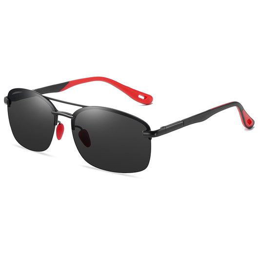 Polarized Men's Semi-Rimless Photochromic Sunglasses