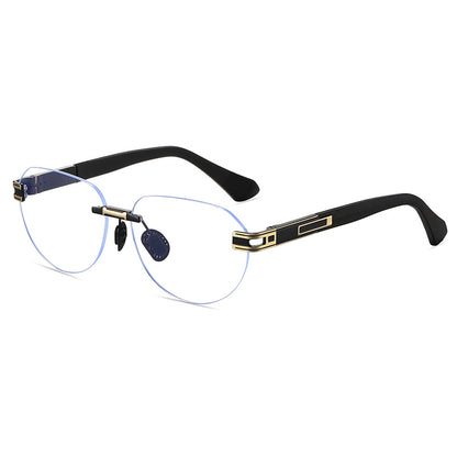 Men's Gradient Oval Rimless Sunglasses