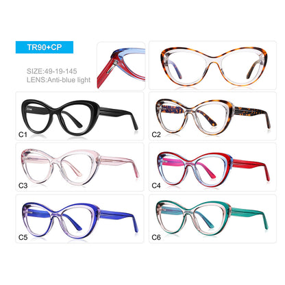 Elegant Oval Women Cat Eye Blue Light Blocking Glasses