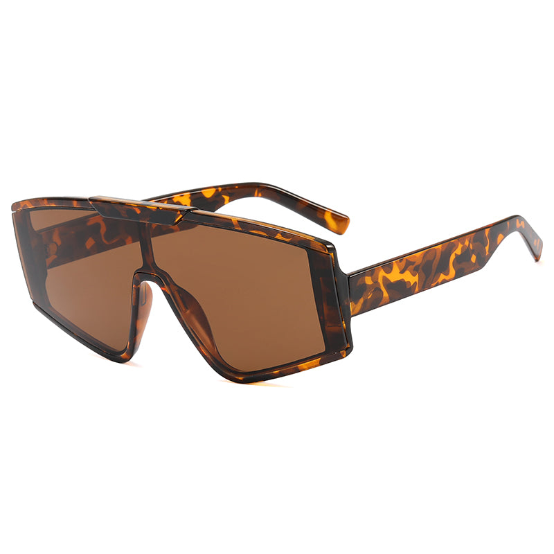 Flat Top One Piece Lens Oversize Sunglasses