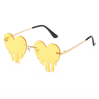 Rimless Heart Drip Novelty Melting Drip Favor Shape Sunglasses