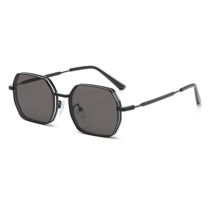 Retro Luxury Polygon Metal Frame Sunglasses