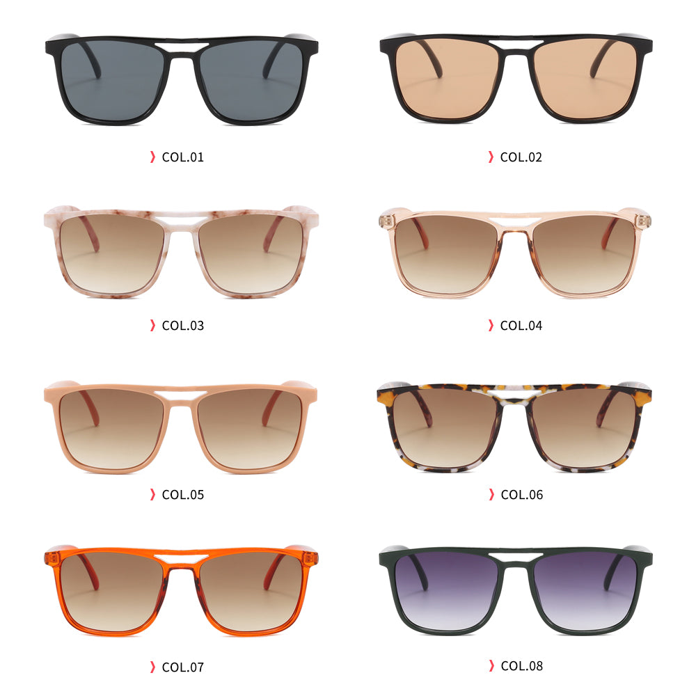 Double Bridge Flat Top Square Sunglasses