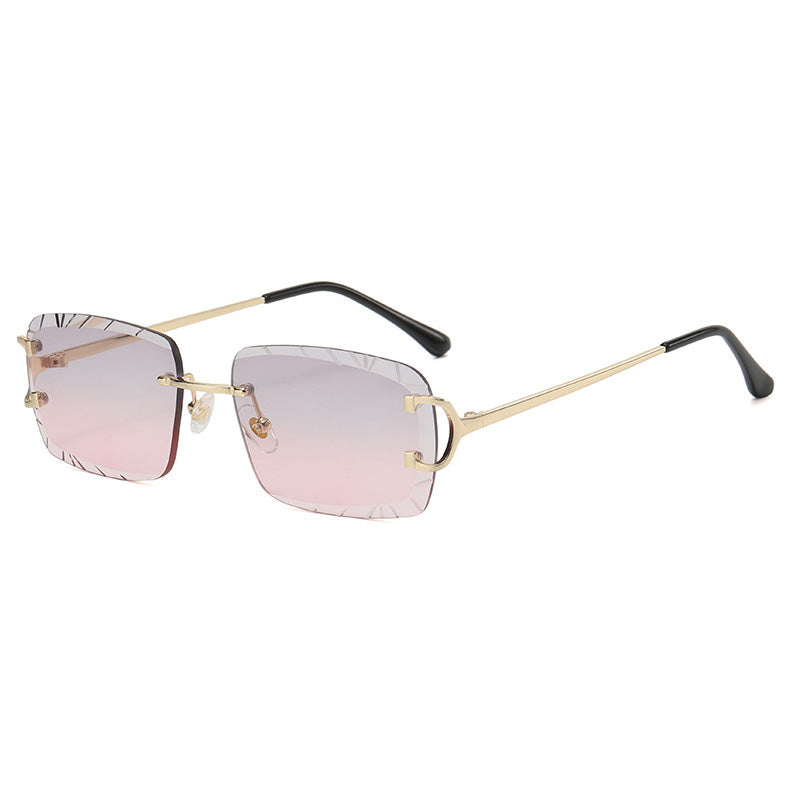 Tinted Diamond Cut Rimless Sunglasses
